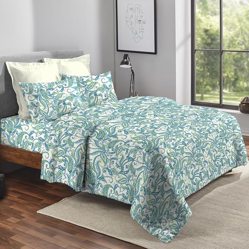 Trident Cotton Bedsheet Set (Double, with 2 pillow covers)
